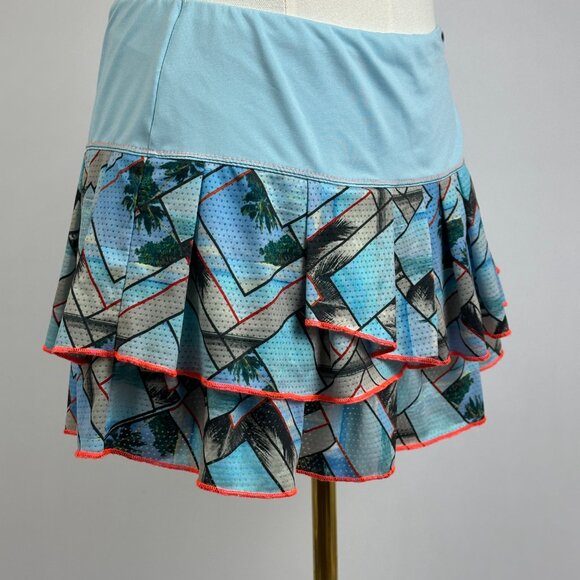 Lucky in Love ~ Sea Breeze Print Tier Tennis Pickleball Skort - L / 12 - Worn 1X - Picture 11 of 15